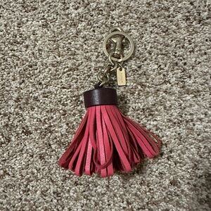 Coach Pink Leather Tassel Key Chain